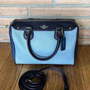 Coach Mini Bennett Satchel Crossbody Bag Blue Geometric Colorblock Leather